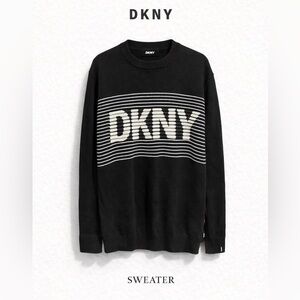 DKNY Black and White Crewneck Sweater for Men
